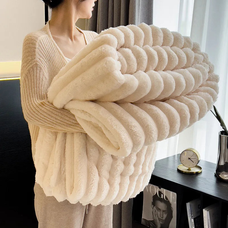 300GSM Bamboo Fibre Knitted Throw Blanket – Anti-Pilling, All-Season, 6 Colours