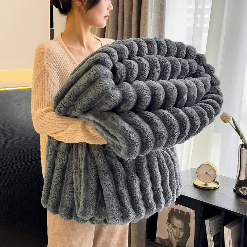 300GSM Bamboo Fibre Knitted Throw Blanket – Anti-Pilling, All-Season, 6 Colours