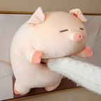 Squishy Lying Pig Plush Pillow | Sleepy (Close Eye) & Awake (Open Eye) | Ultra-Soft Blob Body | 40cm, 50cm, 60cm & 75cm