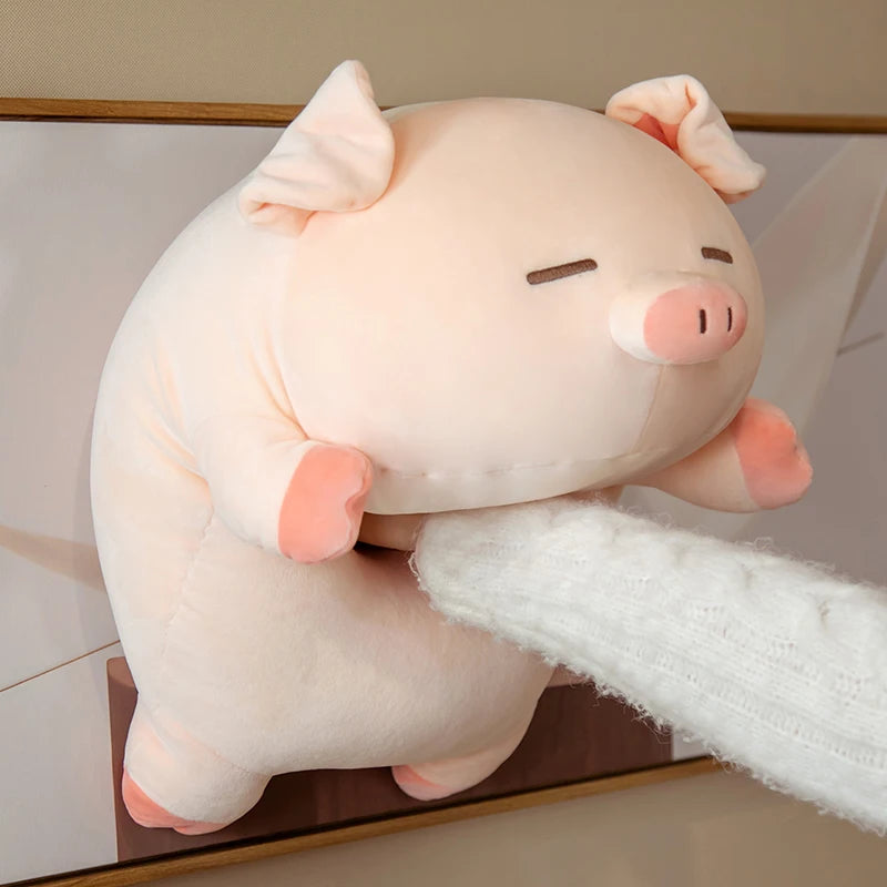Squishy Lying Pig Plush Pillow | Sleepy (Close Eye) & Awake (Open Eye) | Ultra-Soft Blob Body | 40cm, 50cm, 60cm & 75cm