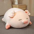 Squishy Lying Pig Plush Pillow | Sleepy (Close Eye) & Awake (Open Eye) | Ultra-Soft Blob Body | 40cm, 50cm, 60cm & 75cm