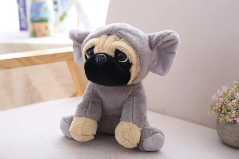 Pug in Animal Costume Plush Stuffed Toy | 7 Costume Styles | Lifelike Pug Face | Sitting Pose | 20cm