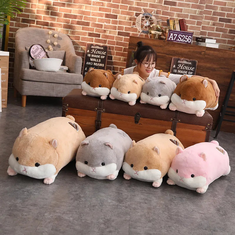 Cartoon Hamster Plush Pillow with Hand-Warmer Style Option