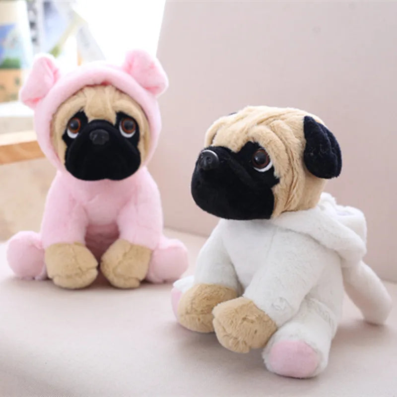 Pug in Animal Costume Plush Stuffed Toy | 7 Costume Styles | Lifelike Pug Face | Sitting Pose | 20cm
