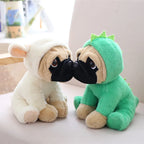 Pug in Animal Costume Plush Stuffed Toy | 7 Costume Styles | Lifelike Pug Face | Sitting Pose | 20cm