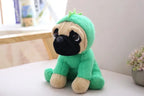 Pug in Animal Costume Plush Stuffed Toy | 7 Costume Styles | Lifelike Pug Face | Sitting Pose | 20cm