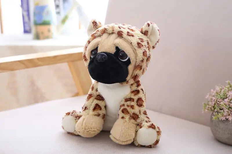 Pug in Animal Costume Plush Stuffed Toy | 7 Costume Styles | Lifelike Pug Face | Sitting Pose | 20cm