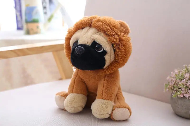 Pug in Animal Costume Plush Stuffed Toy | 7 Costume Styles | Lifelike Pug Face | Sitting Pose | 20cm