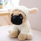Pug in Animal Costume Plush Stuffed Toy | 7 Costume Styles | Lifelike Pug Face | Sitting Pose | 20cm