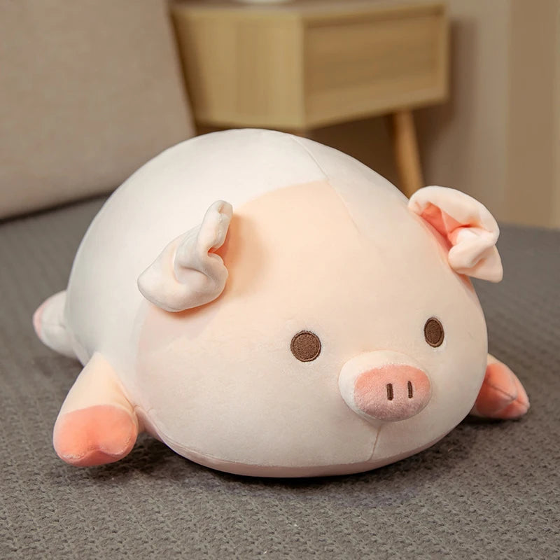 Squishy Lying Pig Plush Pillow | Sleepy (Close Eye) & Awake (Open Eye) | Ultra-Soft Blob Body | 40cm, 50cm, 60cm & 75cm