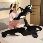 Black and White Orca Whale Plush with Soft Stuffed Body