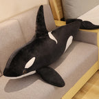 Black and White Orca Whale Plush with Soft Stuffed Body