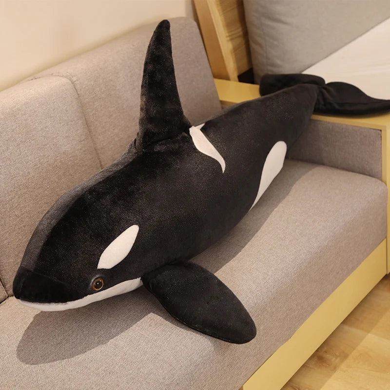 Black and White Orca Whale Plush with Soft Stuffed Body