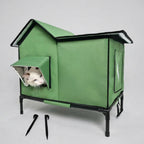 Raised Outdoor Cat House with Canopy Entrance