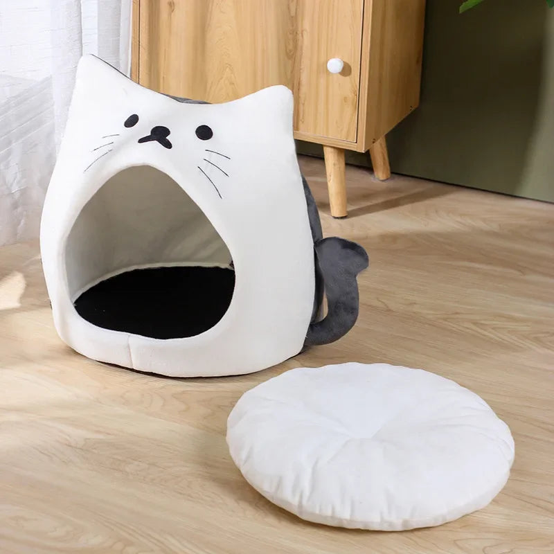 Foldable Pet Tent Cabin | Plush Cat House | Detachable & Washable | 3 Colours