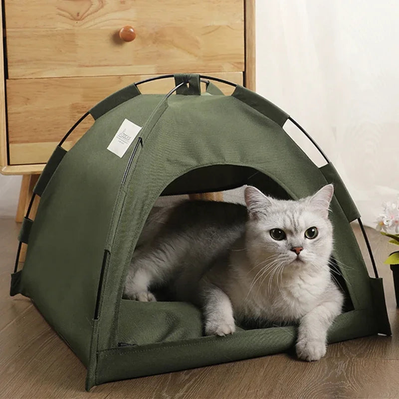 Pet Teepee Tent Bed with Cushion – Soft Cave for Cats & Small Dogs, 3 Sizes