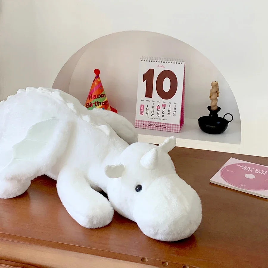 Winged Dragon Plush Pillow – Long White or Pink Dragon