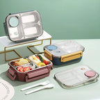 850ml Insulated Stainless Steel Lunch Box – 2 or 3 Grid Bento Box for Kids & Adults, Red, Blue or Green