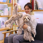 Gray Sloth Plush Toy – Fluffy Long-Armed Stuffed Animal