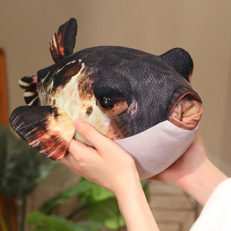 Pufferfish Plush Pillow with Realistic Fish Details