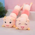 Kawaii Caterpillar Pig Body Pillow Plush | Segmented Pink Body | Heart Nose | 2 Expression Styles | 3 Sizes: 80, 100 & 130cm