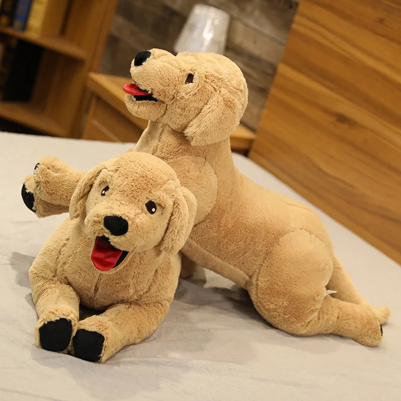 Lifelike Yellow Labrador Retriever Plush Stuffed Toy | Seated Pose | Open-Mouth Detail | 2 Sizes: 35cm & 75cm