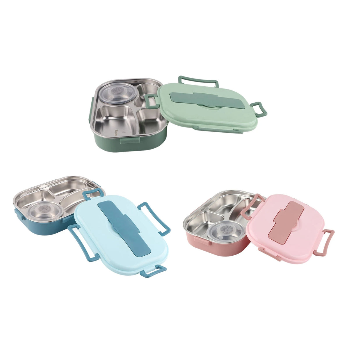 4-Grid Stainless Steel Bento Lunch Box | Soup Bowl | Thermal Insulation | 1500ml | 3 Colours