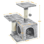Cat Tree 69cm – 3-Tier with Condo, Platforms, Scratching Posts & Dangling Ball