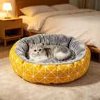 Round Coral Fleece Cat & Dog Nest Mat | Warm & Cooling | 3 Sizes | Yellow, Green, Gray