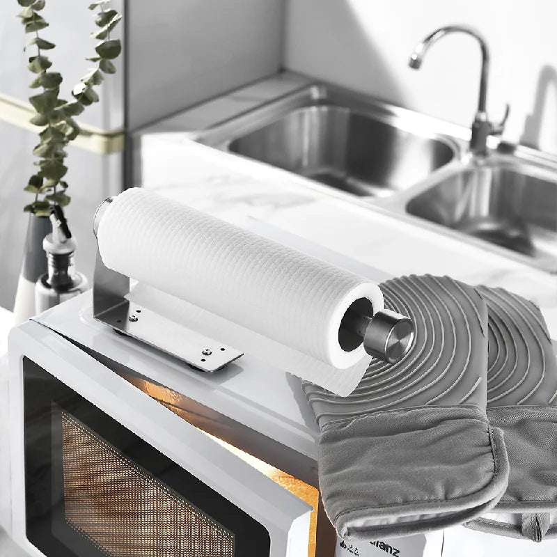 Magnetic Kitchen Paper Towel Holder – No-Drill Stainless Steel, Under-Cabinet or Fridge Mount