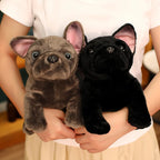 Lifelike French Bulldog Plush Figurine | Blue & Black Colourways | Simulation Short-Pile Coat | Bat Ears & Wrinkled Muzzle | 28cm