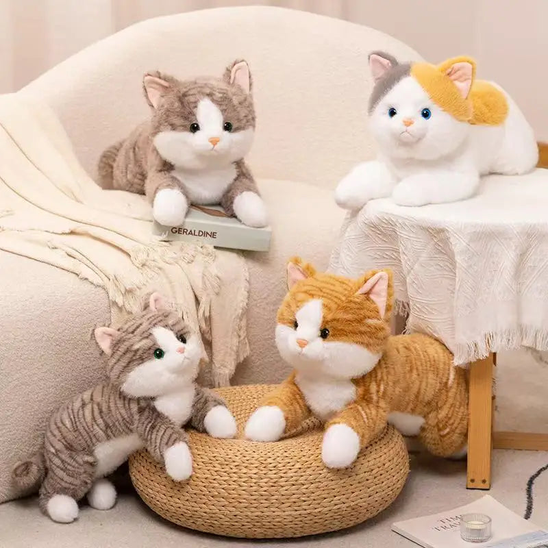 Lifelike Tabby Cat Plush Stuffed Toy | 3 Coat Styles | Fluffy Simulation Coat | Sitting & Lying Poses | 60cm