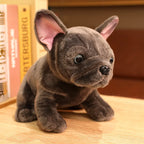 Lifelike French Bulldog Plush Figurine | Blue & Black Colourways | Simulation Short-Pile Coat | Bat Ears & Wrinkled Muzzle | 28cm