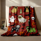 Halloween Character Flannel Throw Blanket for Sofa & Bed Decor