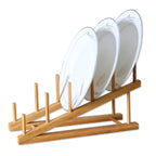 Bamboo Dish and Lid Drain Rack – Multi-Purpose Kitchen Organiser Stand