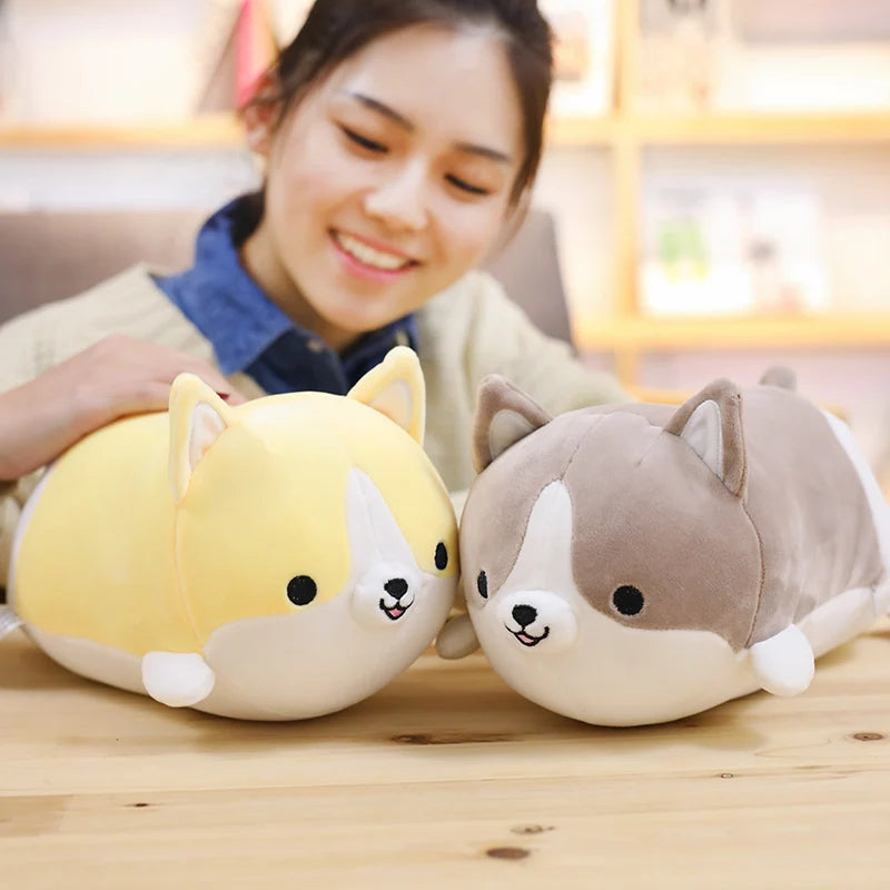 Kawaii Corgi Plush Pillow | Chubby Lying Pose | PP Cotton | 30cm | 3 Colours