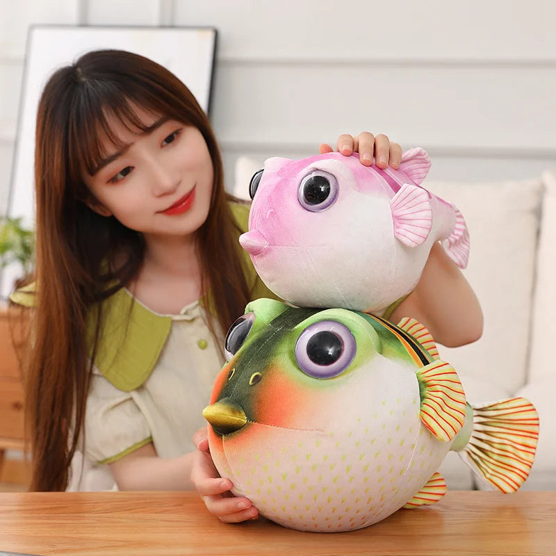 Pufferfish Plush Toy in Green or Pink, 26–43cm | BHH Living