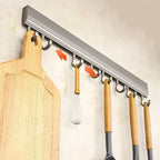 Wall-Mounted Aluminium Hook Rack – 4, 6, 8, or 10 Hooks for Kitchen & Bathroom