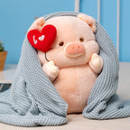 Kawaii Angel Pig Plush | Chubby Round Body | Red Angel Wings & Heart Balloon | Soft Fluffy Pile | 20cm & 30cm
