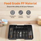 Expandable Cutlery Drawer Organizer with 8 Compartments – Adjustable 13–22 in