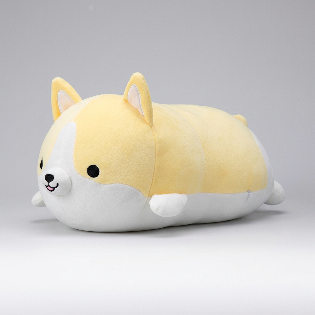 Kawaii Corgi Plush Pillow | Chubby Lying Pose | PP Cotton | 30cm | 3 Colours
