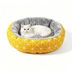 Round Coral Fleece Cat & Dog Nest Mat | Warm & Cooling | 3 Sizes | Yellow, Green, Gray