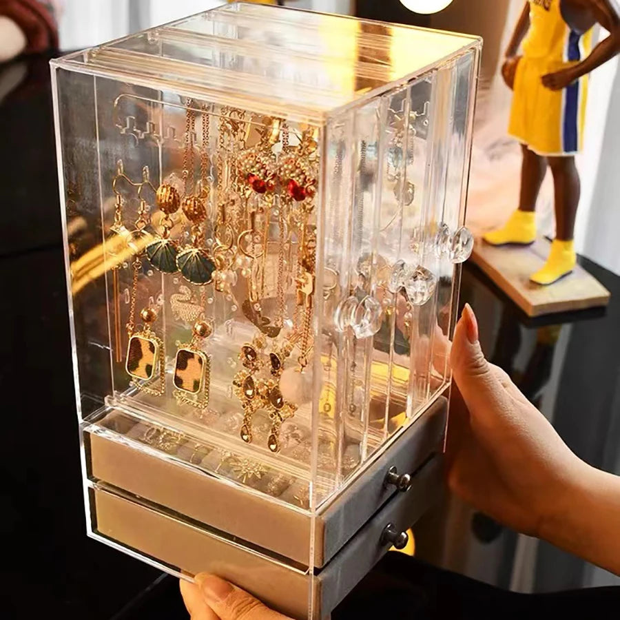 Clear Plastic Jewellery Display Case with Drawers – Earrings, Necklaces & Accessories