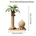 Coconut Tree Cat Scratching Post & Play Tower – 2-in-1 Sisal & Corrugated, Hanging Balls