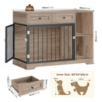 Wooden Dog Crate Furniture Cabinet – 120cm XXL Indoor Kennel with Drawers & Compartments