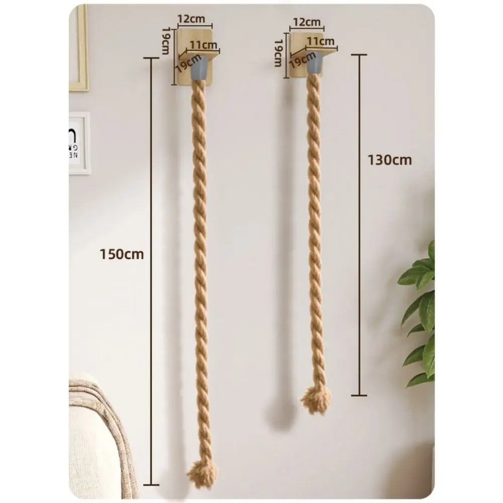 Wall-Mounted Sisal Rope Cat Climbing Shelf – 130cm or 150cm, Multi-Level