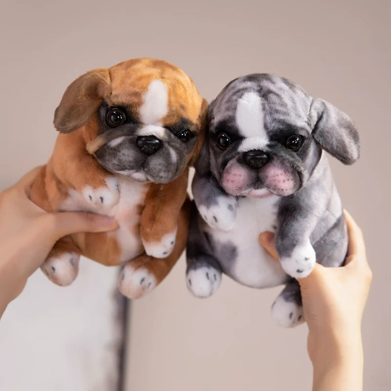 Lifelike English Bulldog Puppy Plush Stuffed Toy | 4 Coat Styles | Simulation Velvet | 20cm