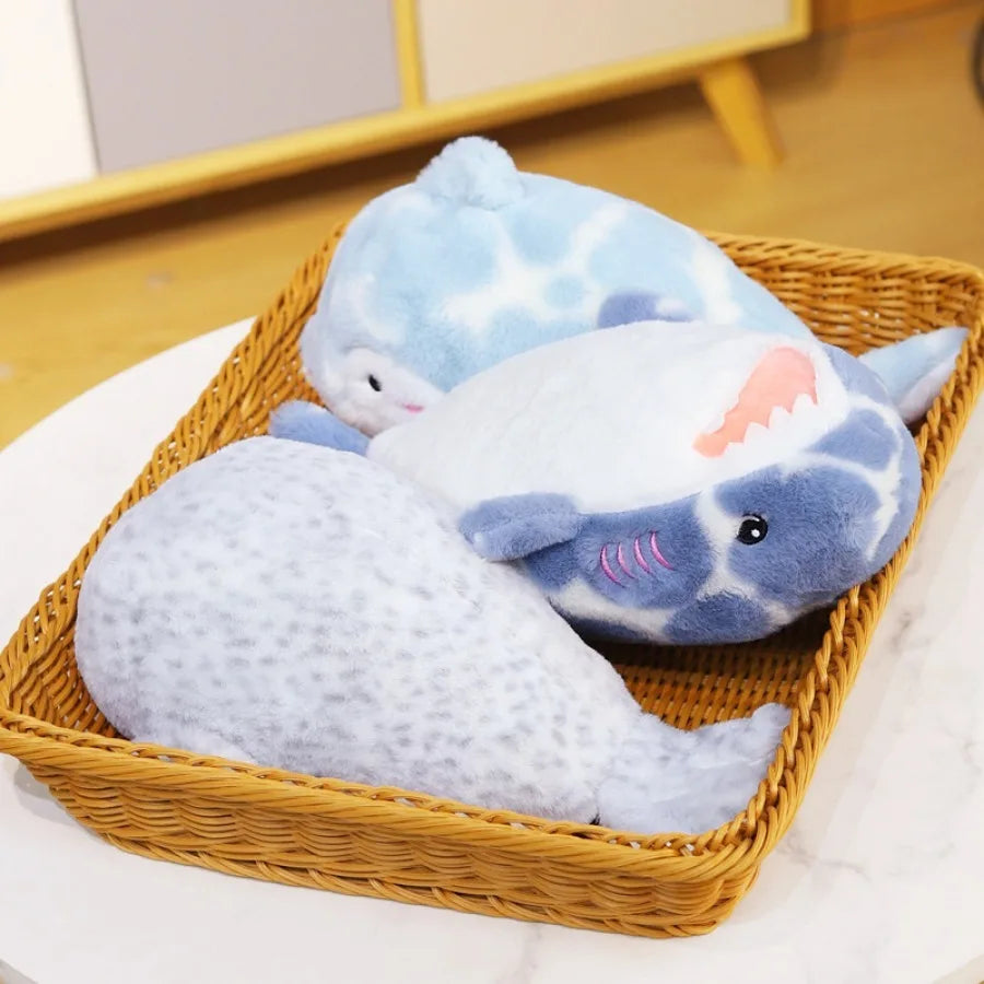 Sea Life Plush Pillow, Seal, Shark or Dolphin, 28cm | BHH Living