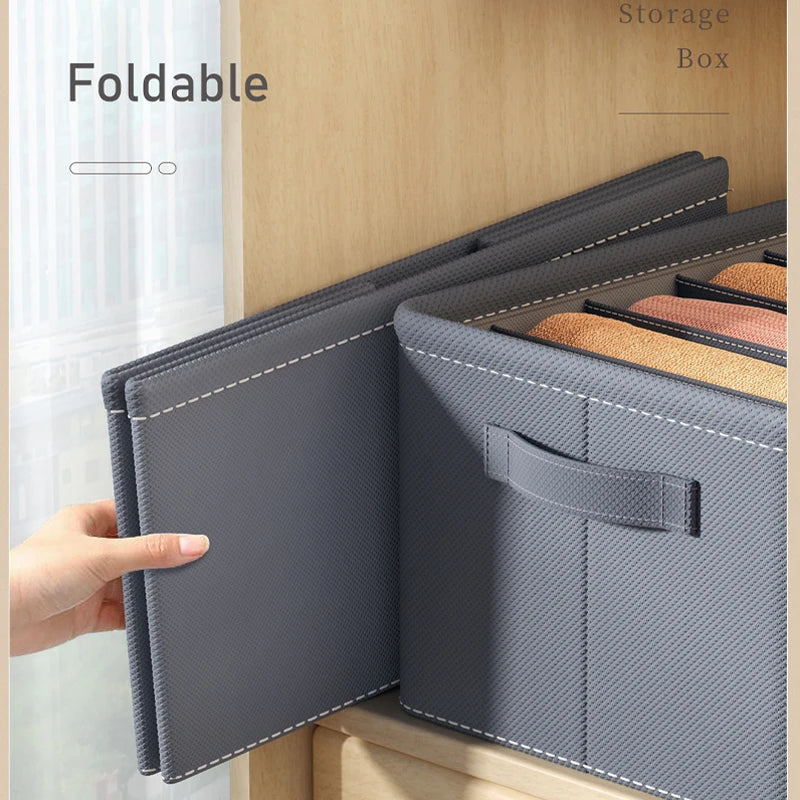 Foldable Clothes Storage Box with Grid Dividers – 6, 7, or 9 Compartments