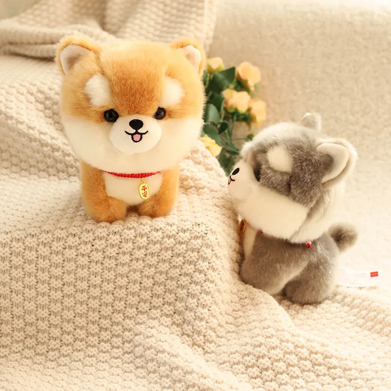 Lifelike Japanese Puppy Plush Stuffed Toy | 8 Breed-Inspired Styles | Lucky Charm Collar